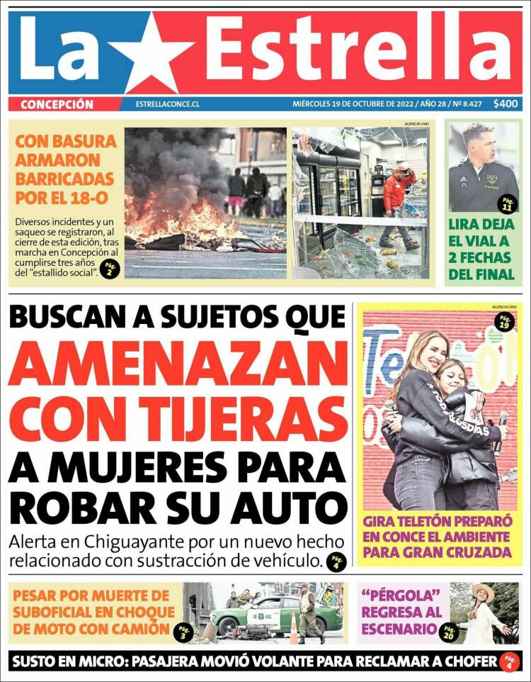 Portada de La Estrella de Concepción (Chile)