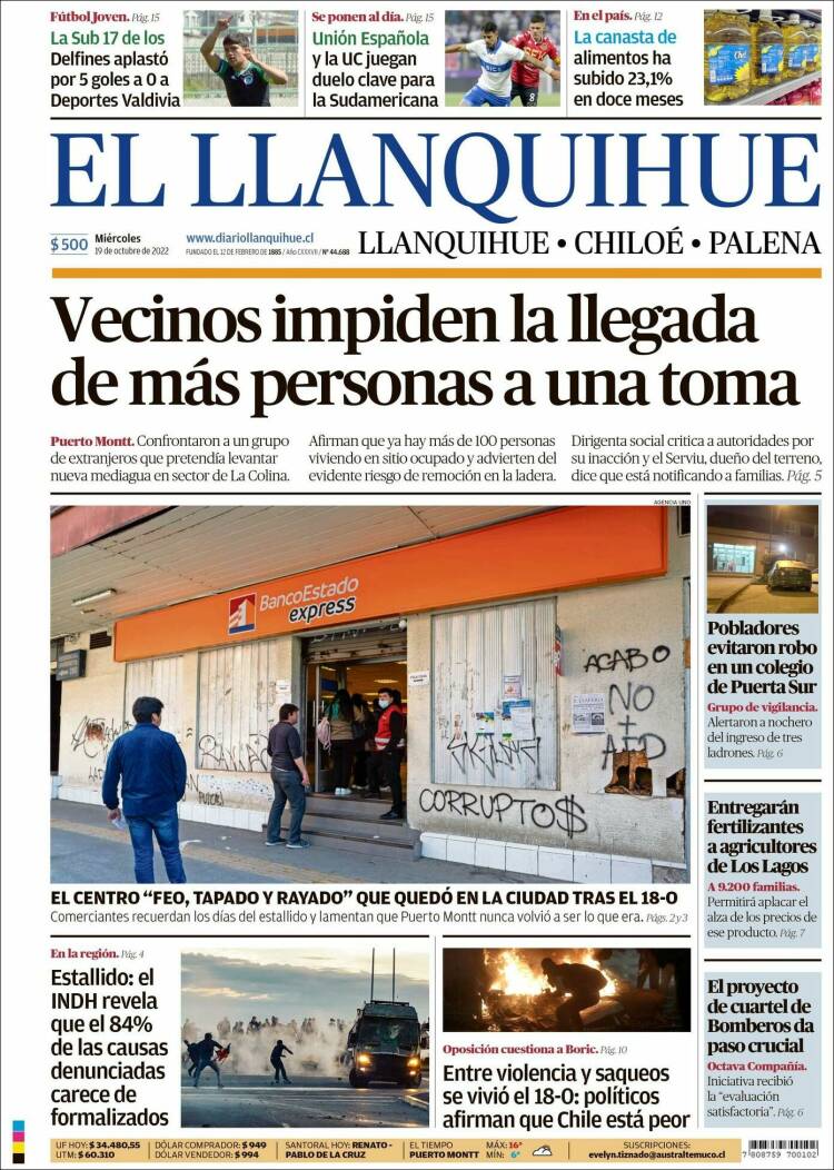 Portada de El Llanquihue (Chile)