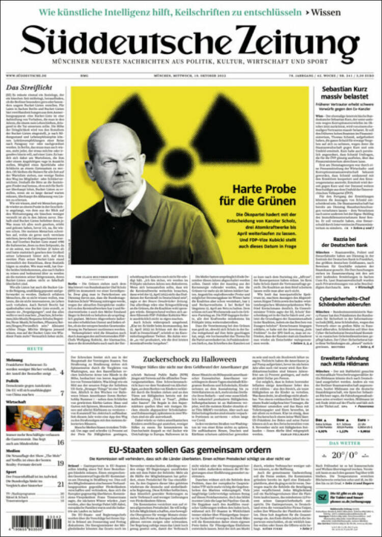 Portada de Sueddeutsche (Alemania)