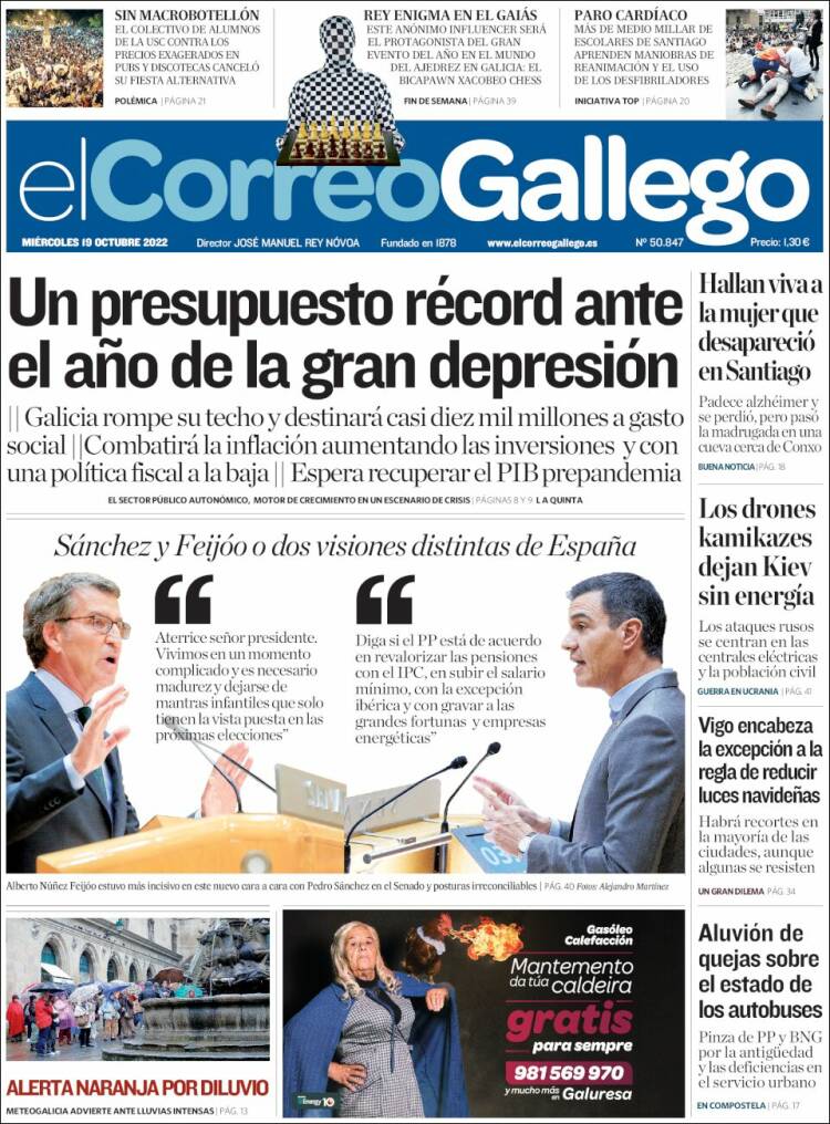 Portada de El Correo Gallego (España)