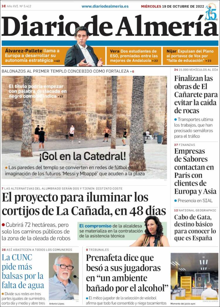 Portada de Diario de Almería (España)