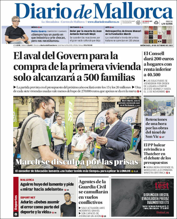 Portada de Diario de Mallorca (España)