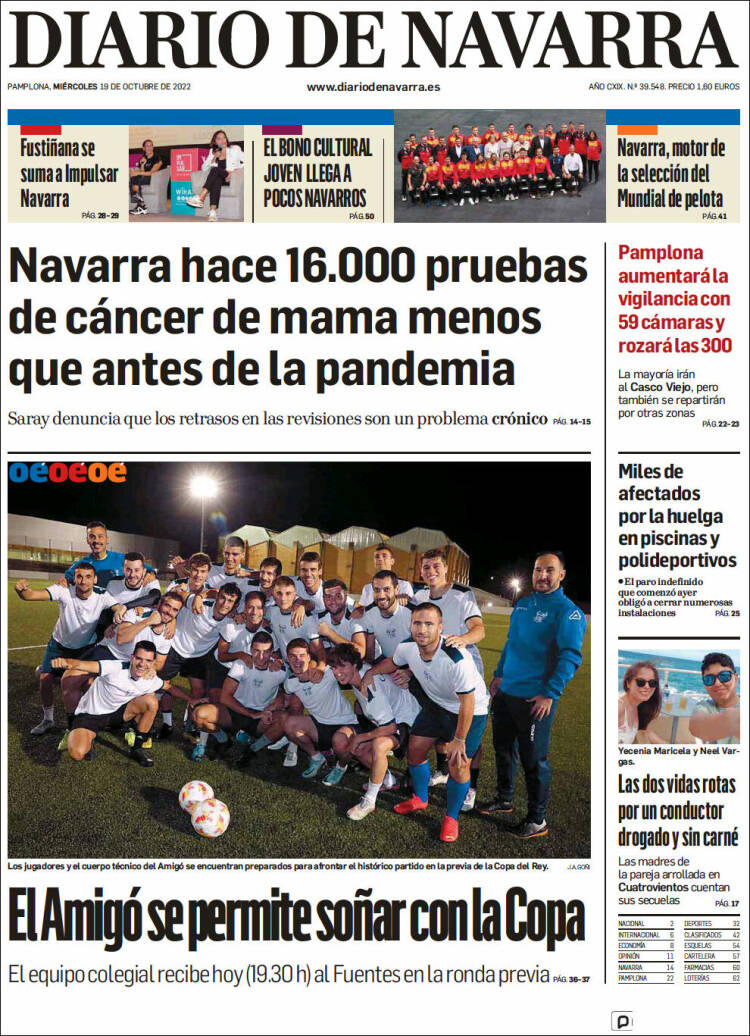 Portada de Diario de Navarra (España)