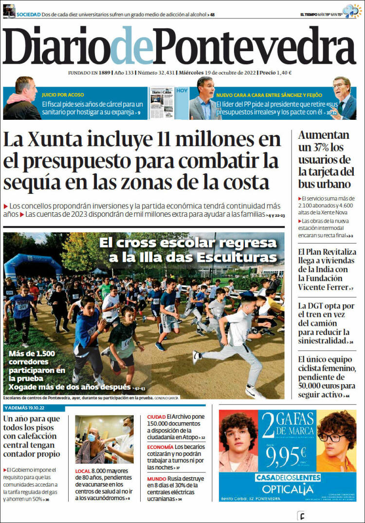 Portada de Diario de Pontevedra (España)