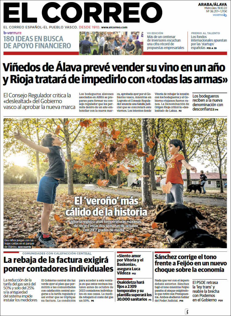 Portada de El Correo - Álava (España)