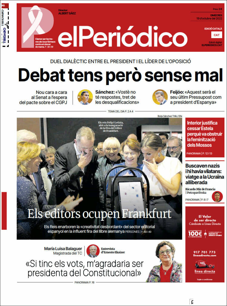 Portada de El Periódico de Catalunya (España)