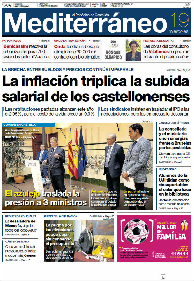 Portada de El Periódico Mediterraneo (España)