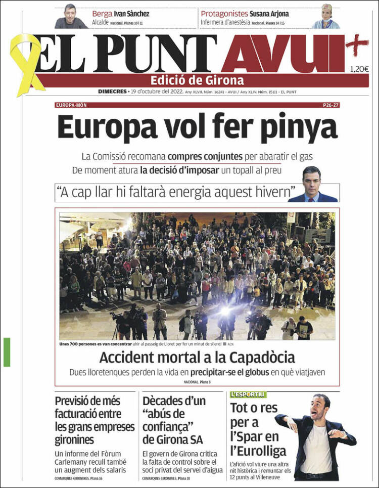 Portada de El Punt Avui - Girona (España)