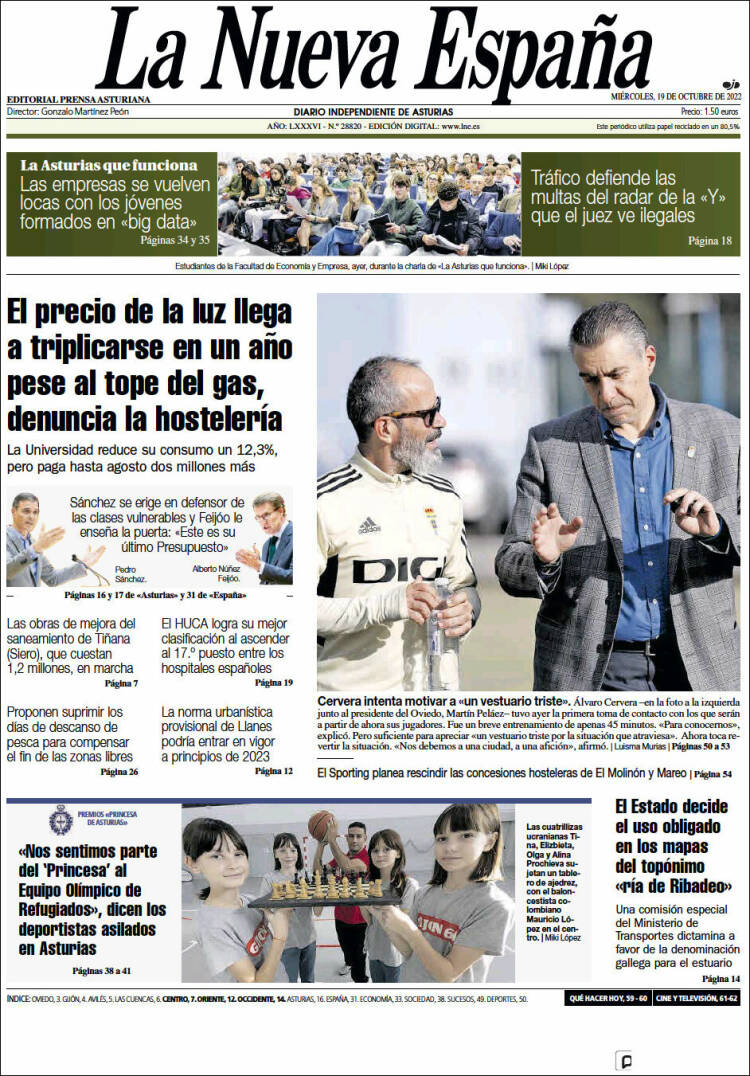 Portada de La Nueva España (España)