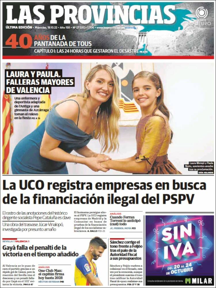 Portada de Las Provincias (España)