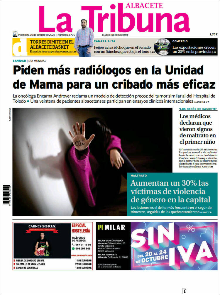 Portada de La Tribuna de Albacete (España)