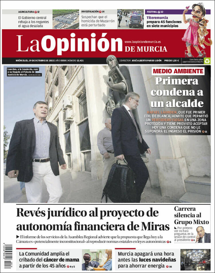 Portada de La Opinión de Murcia (España)