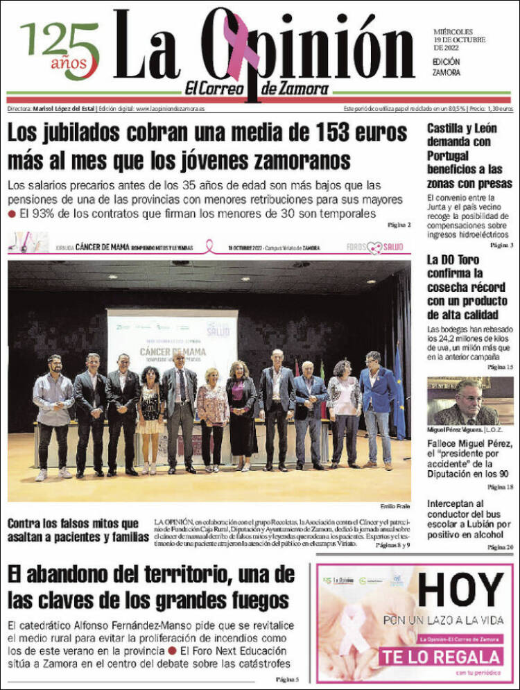 Portada de La Opinión - El Correo de Zamora (España)