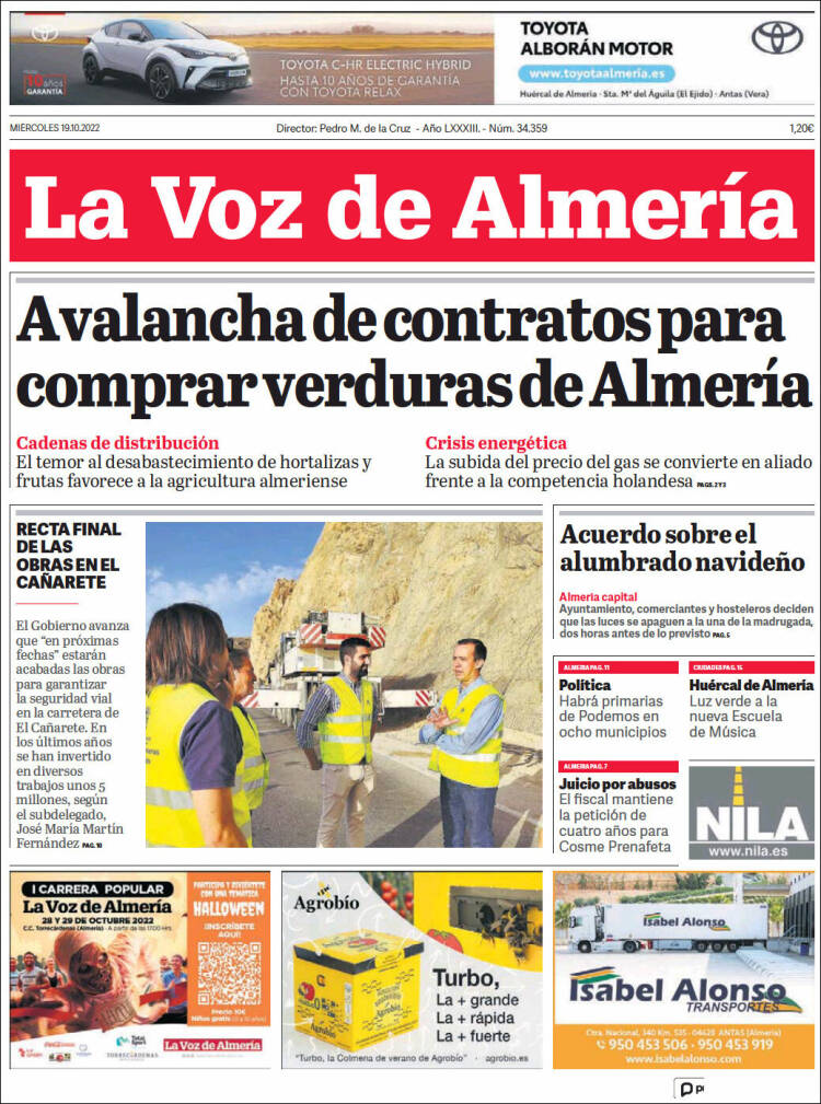 Portada de La Voz de Almería (España)