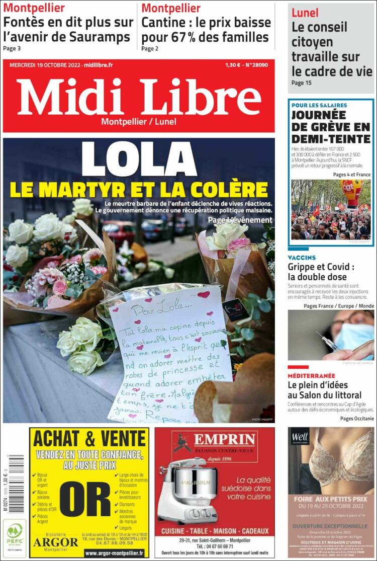 Portada de Midi Libre (Francia)