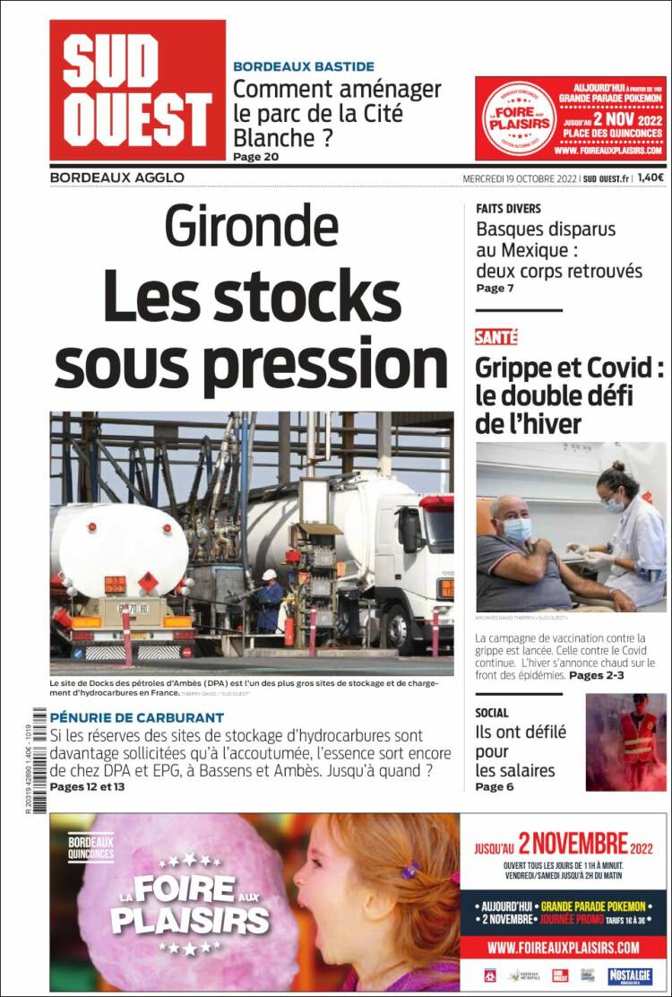 Portada de Sud Ouest (Francia)
