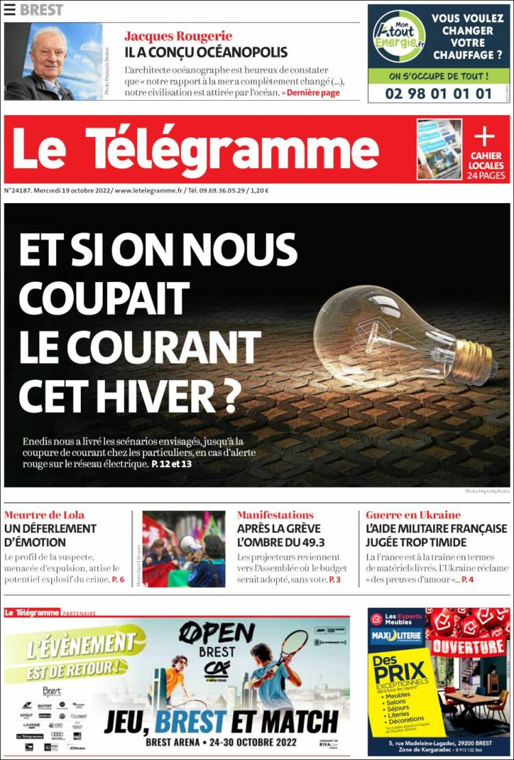 Portada de Télégramme (Francia)