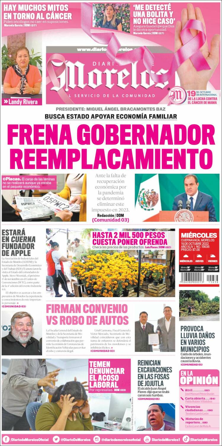 Portada de Diario de Morelos (México)