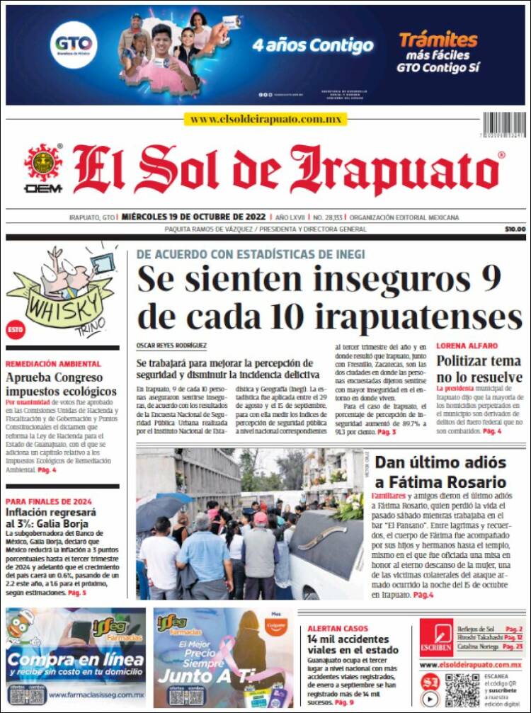 Portada de El Sol de Irapuato (México)