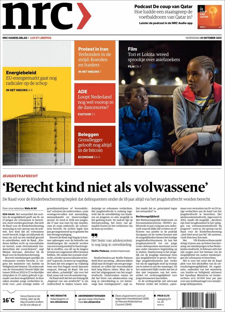 Portada de NRC Handelsblad (Pa&iacute;ses Bajos)