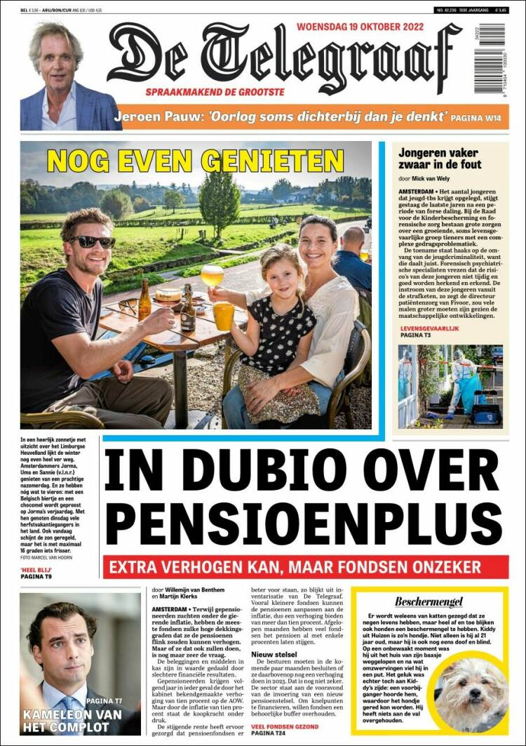 Portada de De Telegraaf (Pa&iacute;ses Bajos)