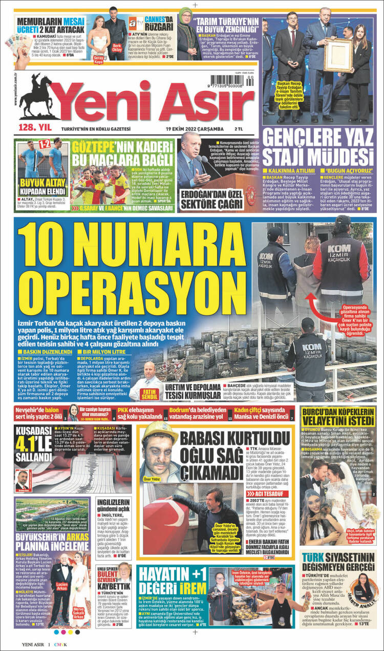 Portada de Yeni Asır (Turqu&iacute;a)
