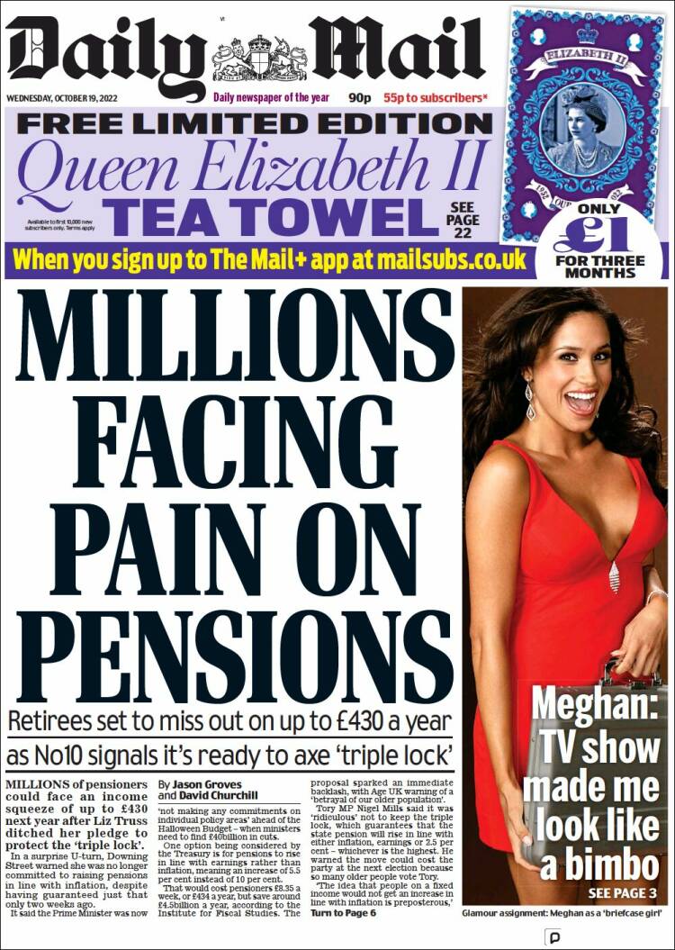 Portada de Daily Mail (Reino Unido)