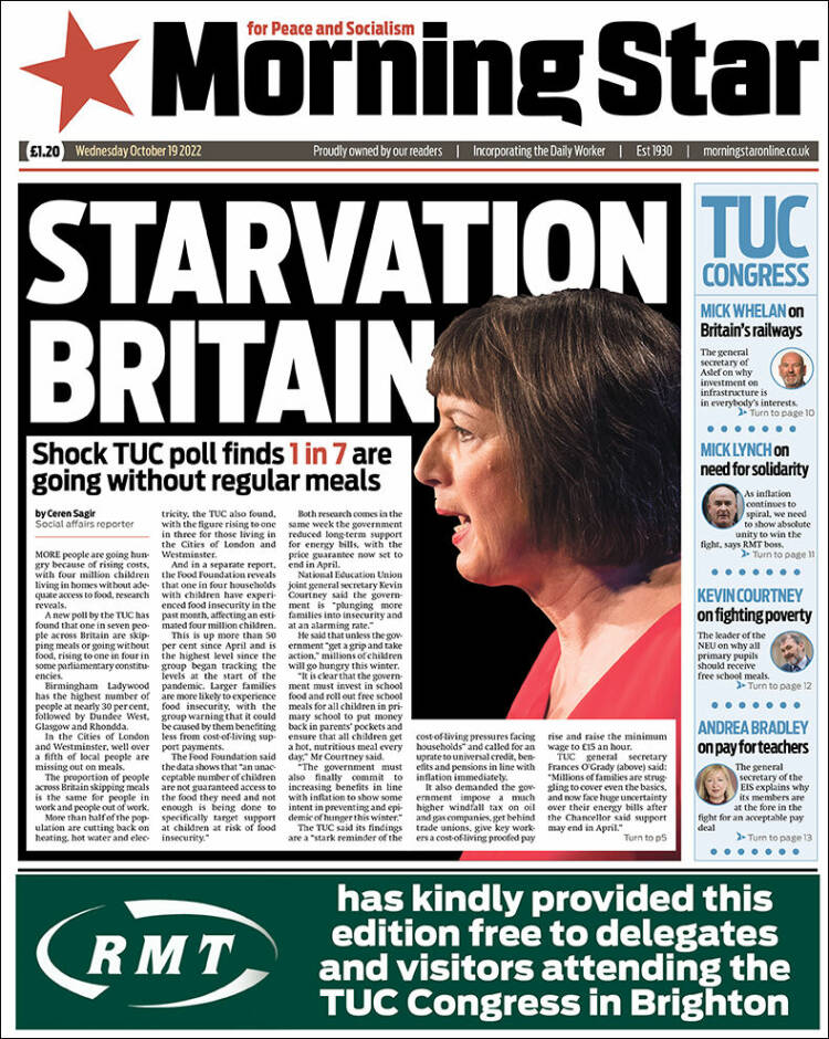Portada de Morning Star (Reino Unido)