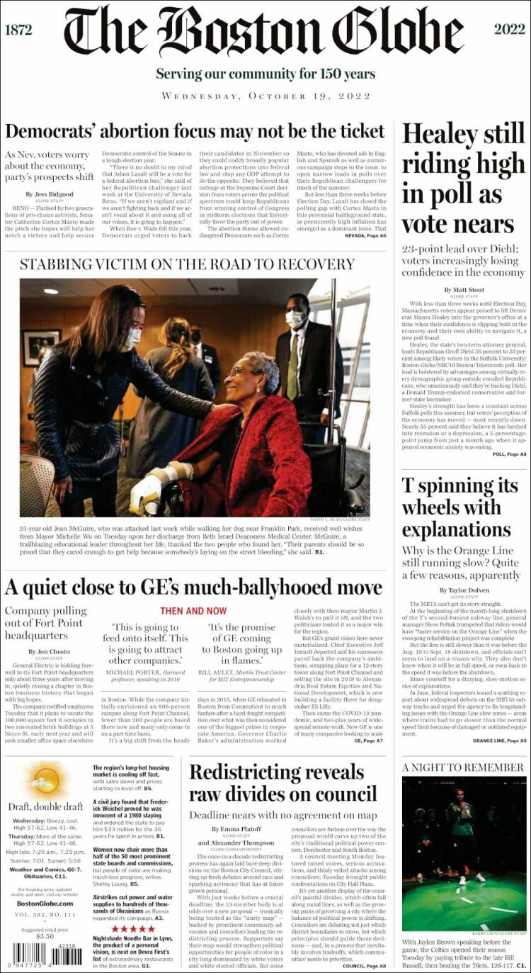 Portada de Boston Globe (USA)