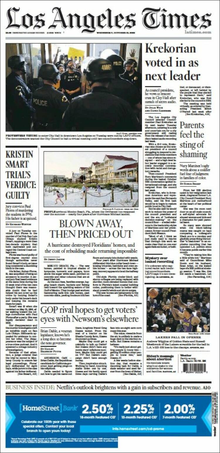 Portada de Los Angeles Times (USA)