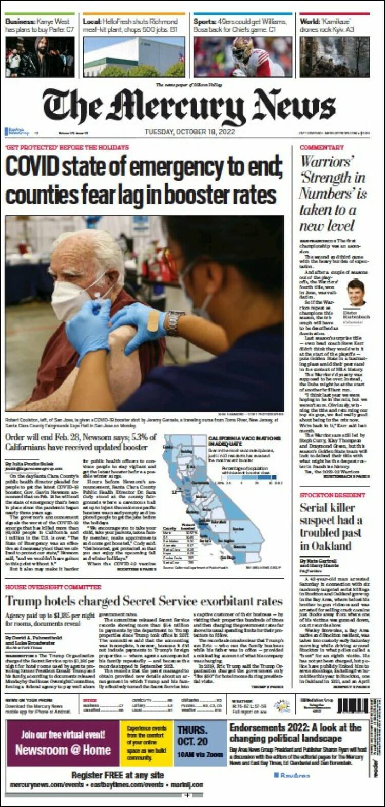 Portada de San Jose Mercury News (USA)