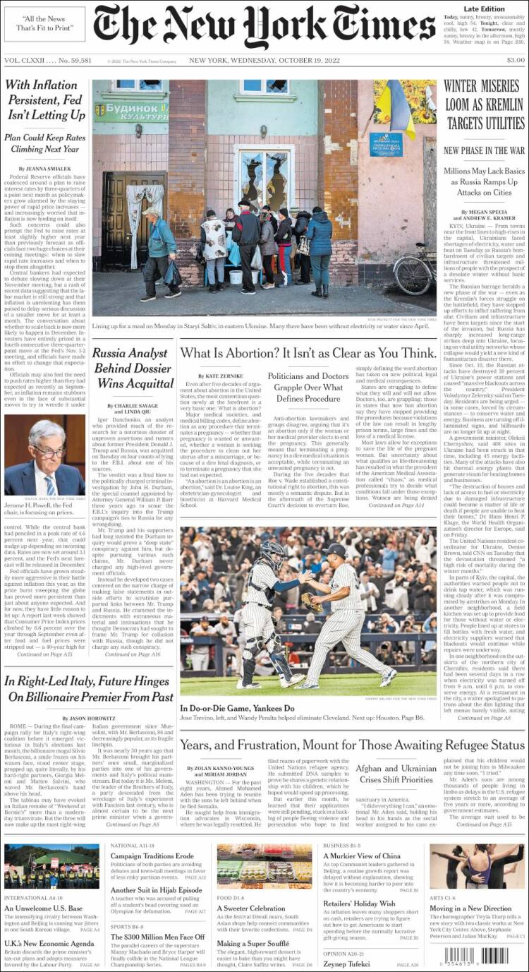 Portada de New York Times (USA)