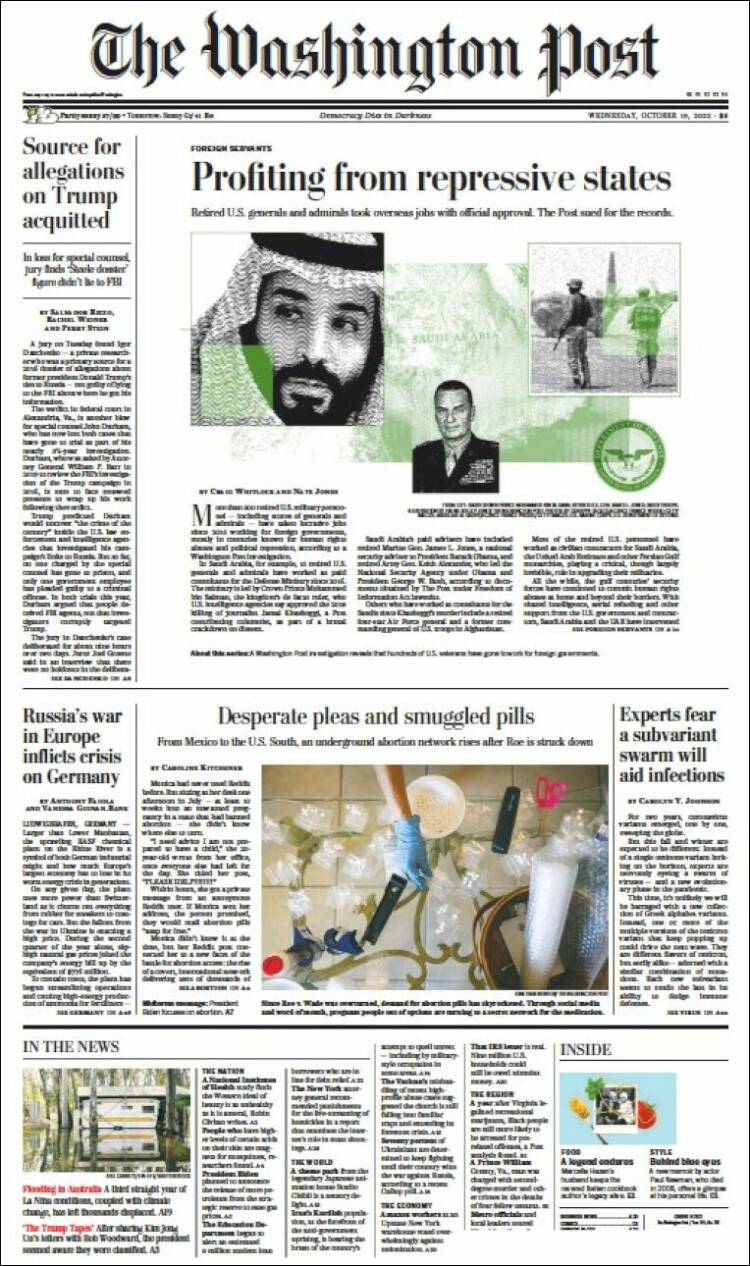 Portada de The Washington Post (USA)