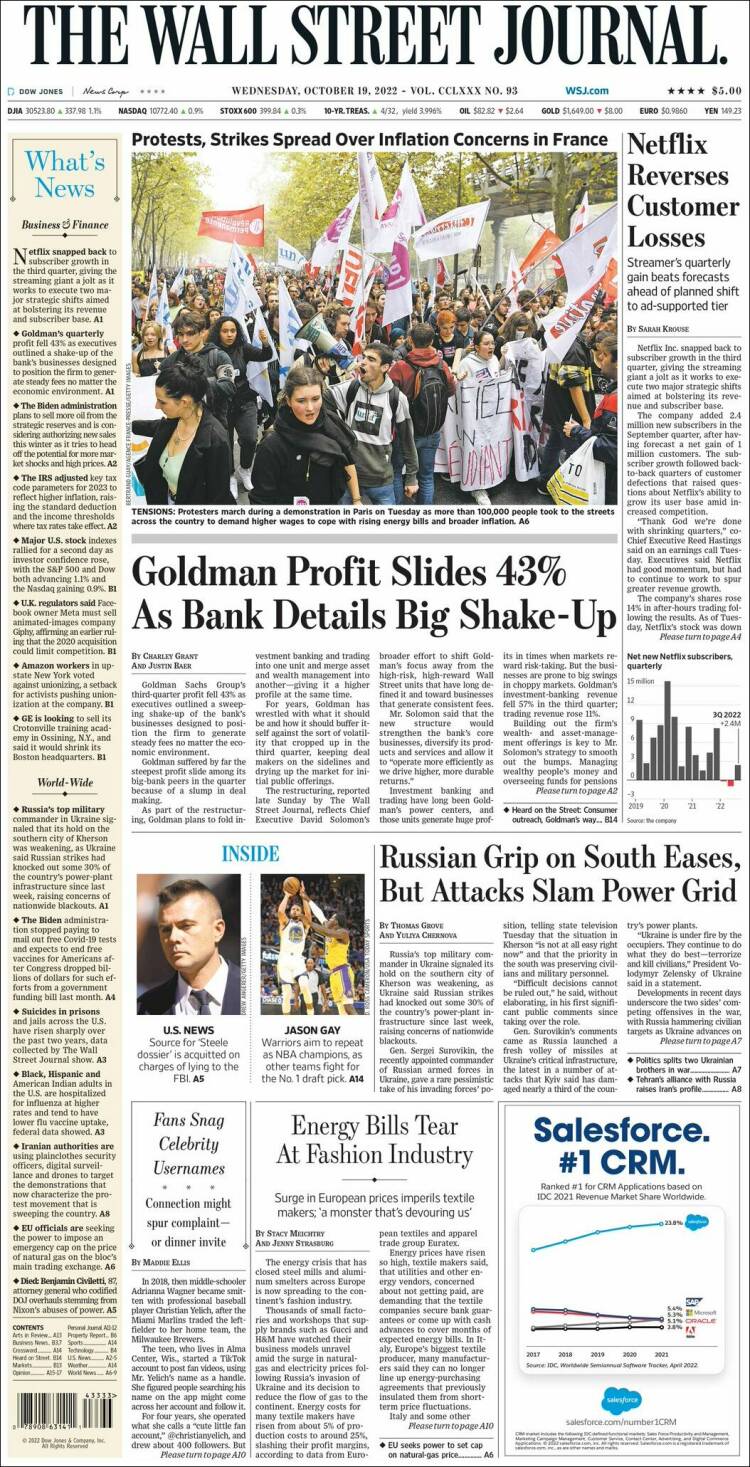 Portada de Wall Street Journal (USA)