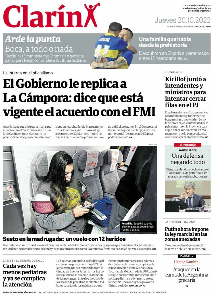 Portada de Clarín (Argentine)