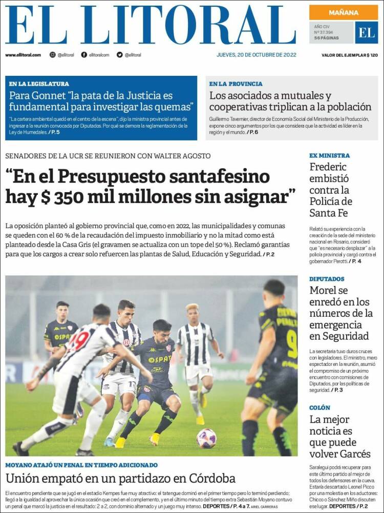 Portada de Diario El Litoral (Argentine)
