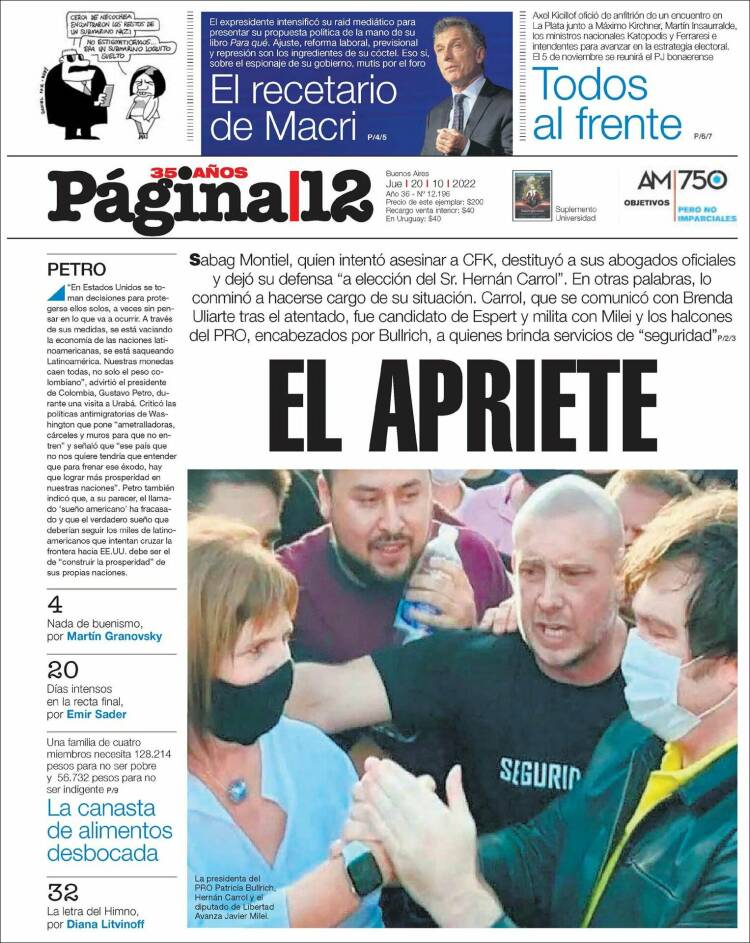 Portada de Página/12 (Argentine)
