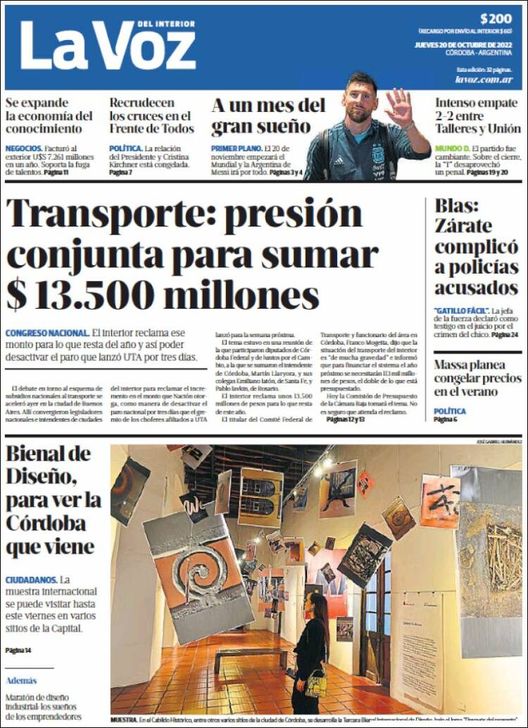 Portada de La Voz del Interior (Argentine)