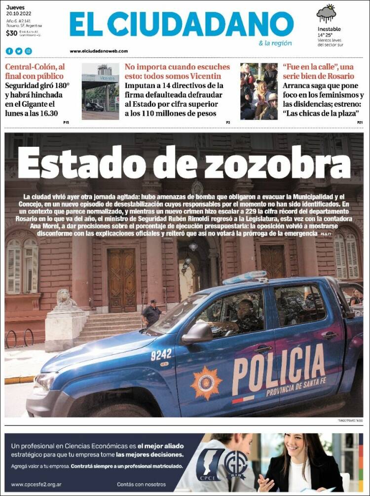 Portada de Diario El Ciudadano (Argentine)