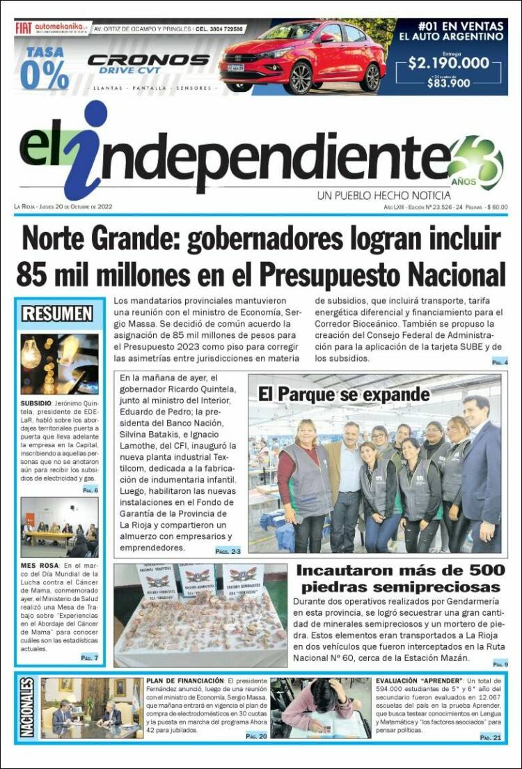 Portada de El Independiente (Argentine)