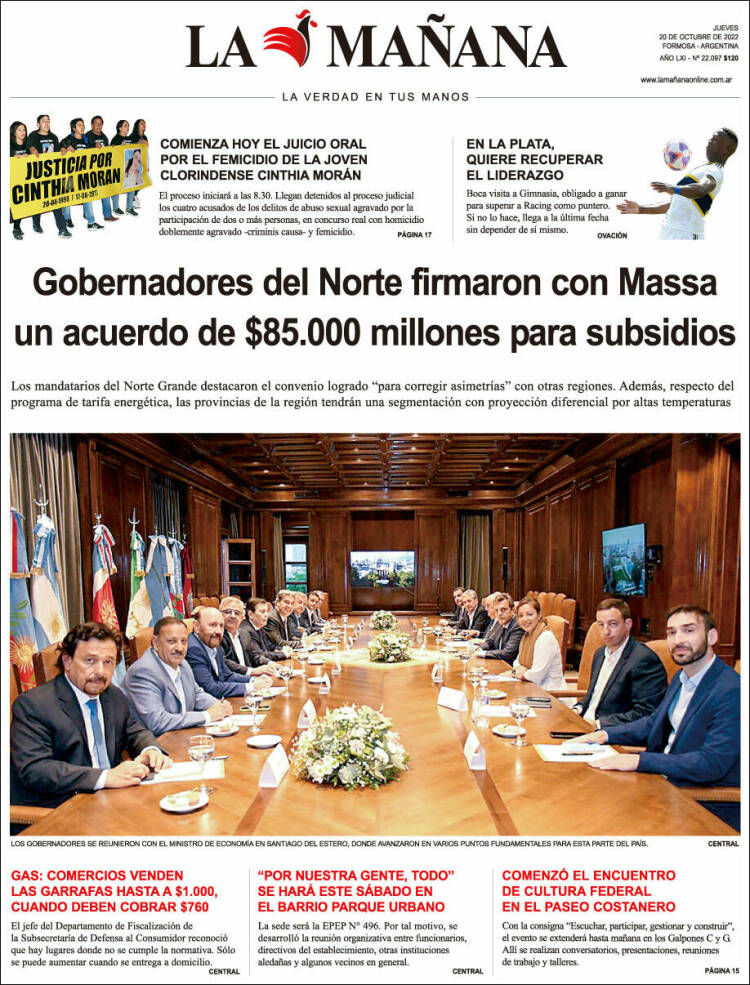 Portada de Diario La Mañana (Argentine)