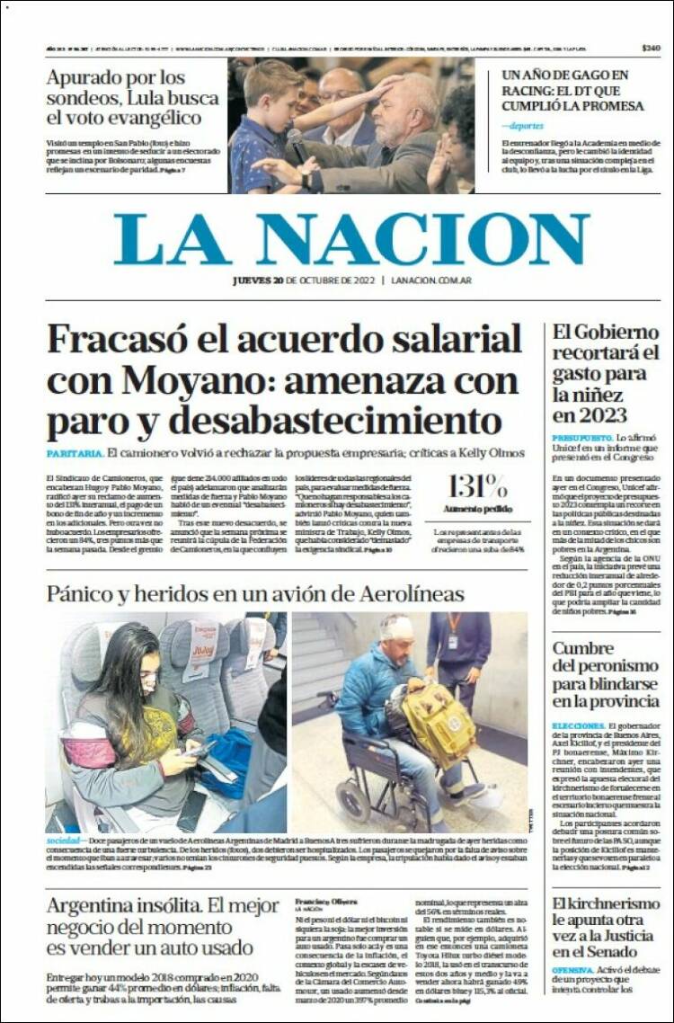 Portada de La Nación (Argentine)