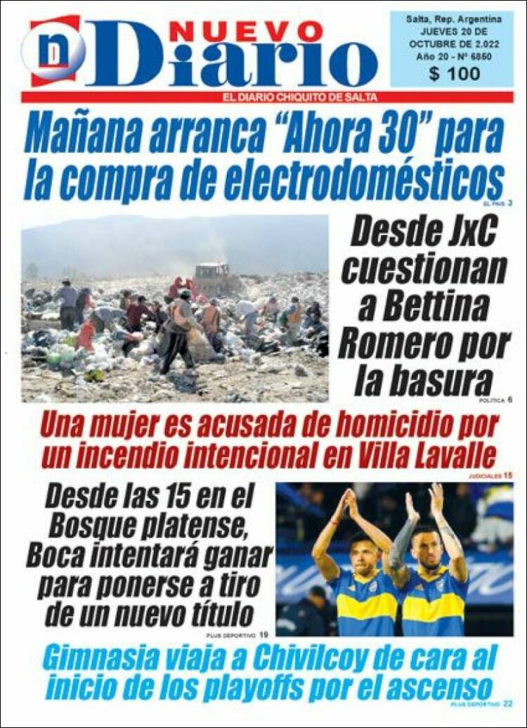 Portada de Nuevo Diario de Salta (Argentine)