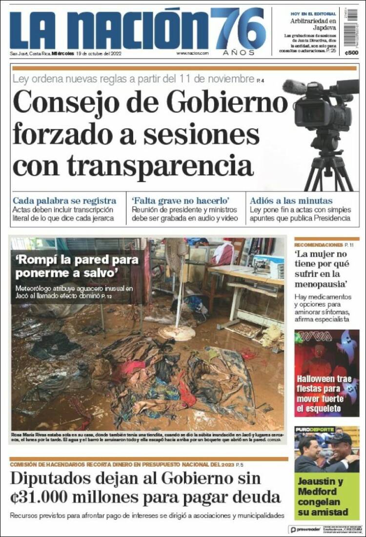 Portada de La Nación - Costa Rica (Costa Rica)