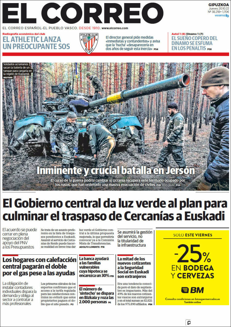 Portada de El Correo - Guipuzcoa (Espagne)