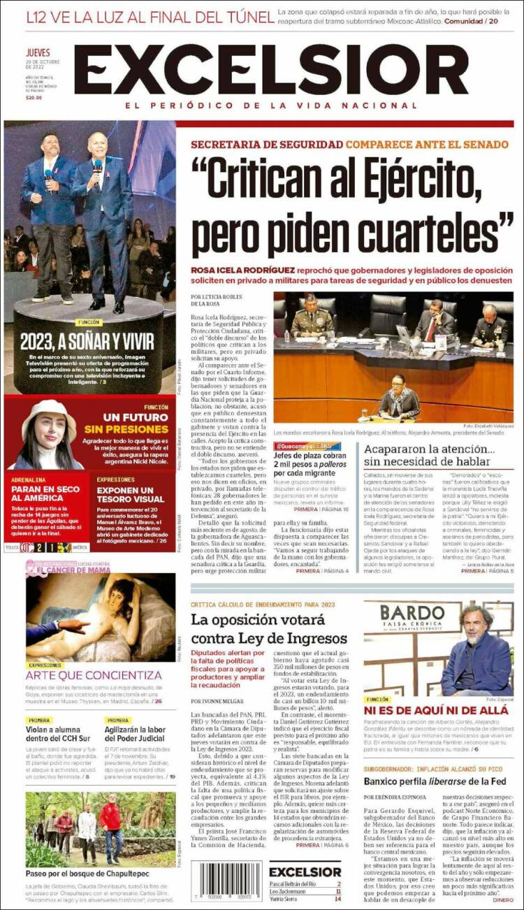 Portada de Excelsior (México)