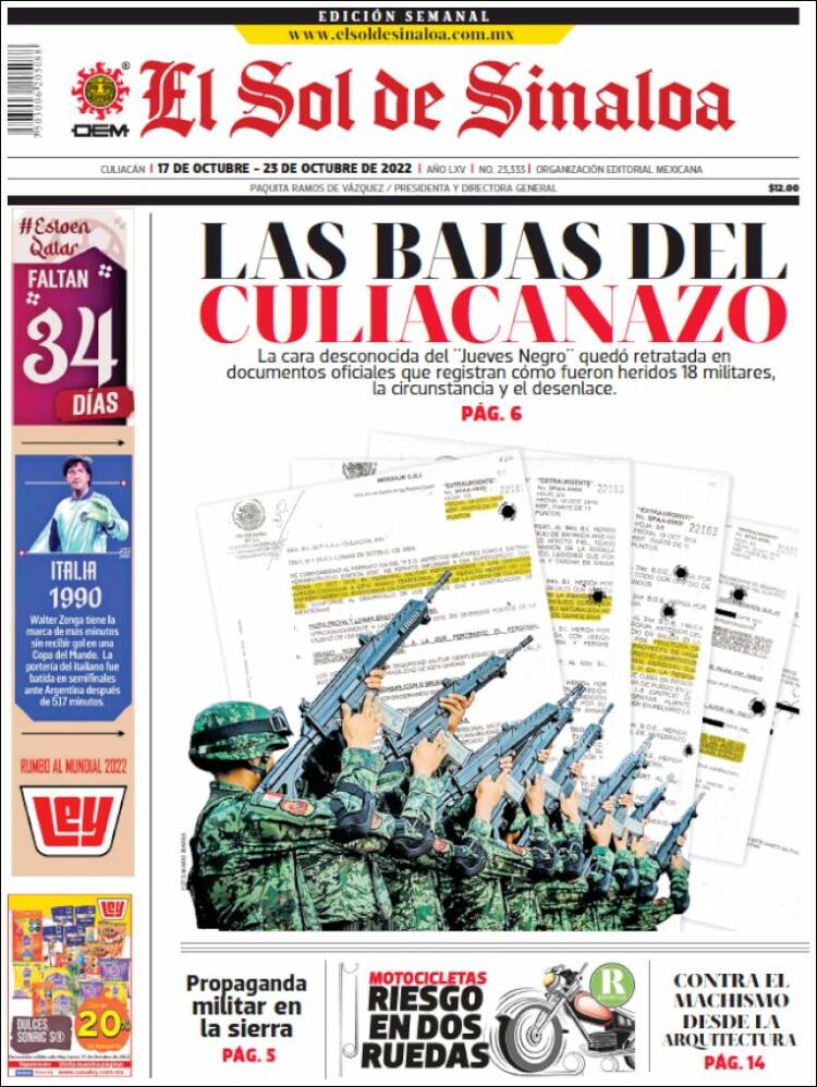 Portada de El Sol de Sinaloa (México)