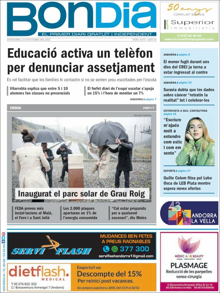 Portada de Diari Bondia (Andorra)