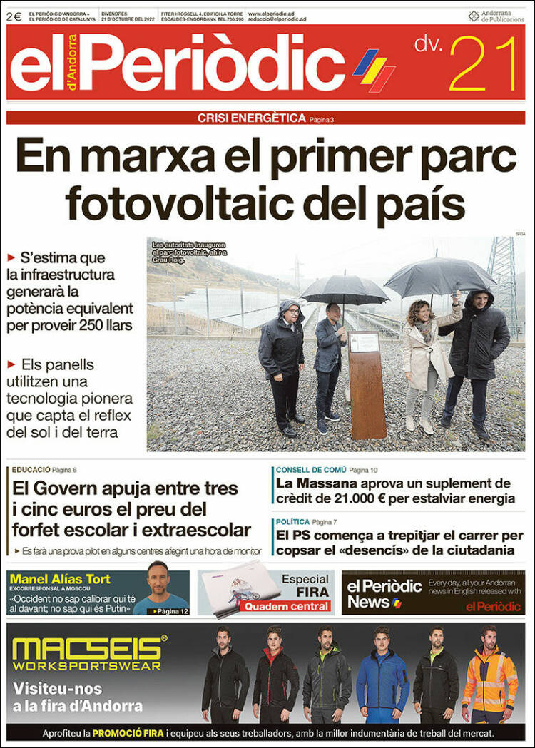 Portada de El Periòdic d'Andorra (Andorra)