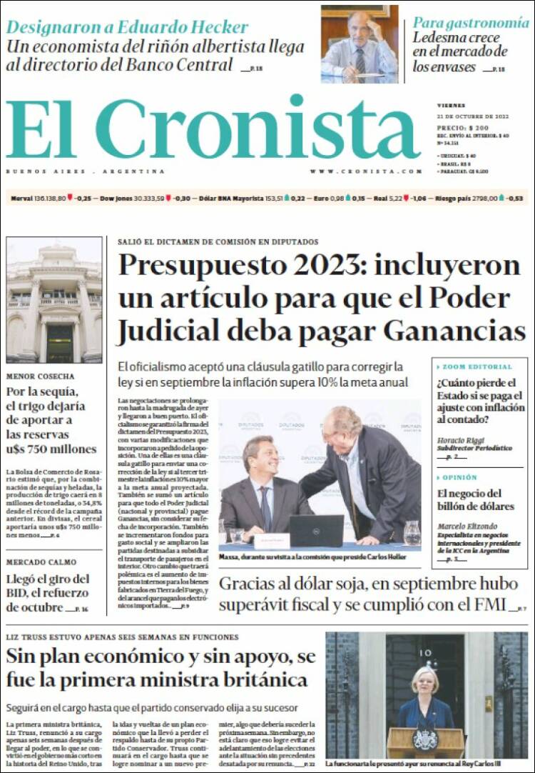 Portada de El Cronista Comercial (Argentina)